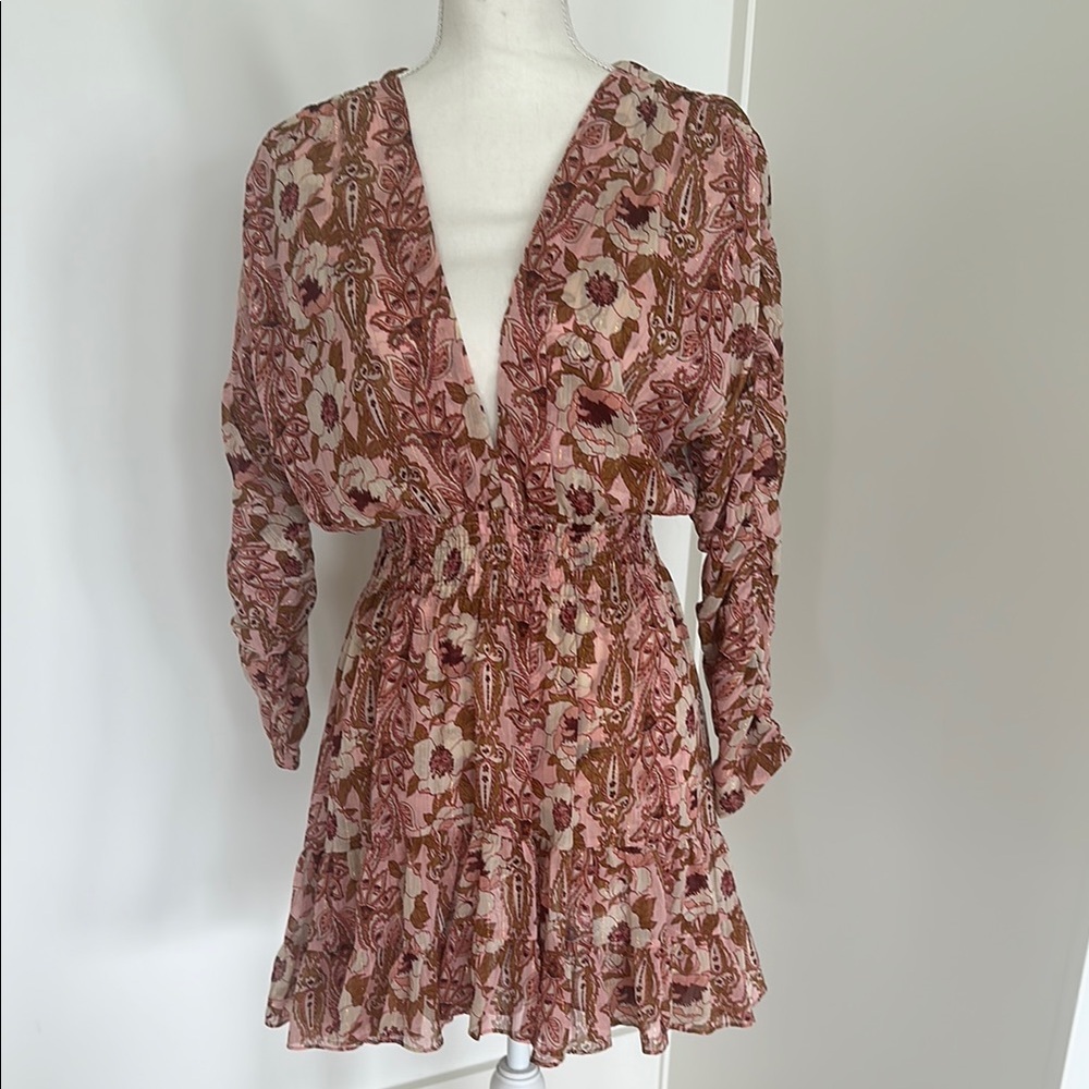 Misa Los Angeles Pink Floral Long Sleeve Dress